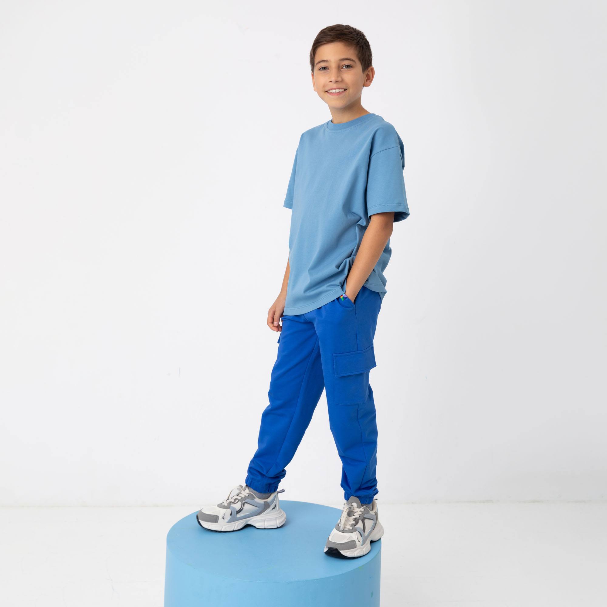 Błękitny T-shirt oversize Junior