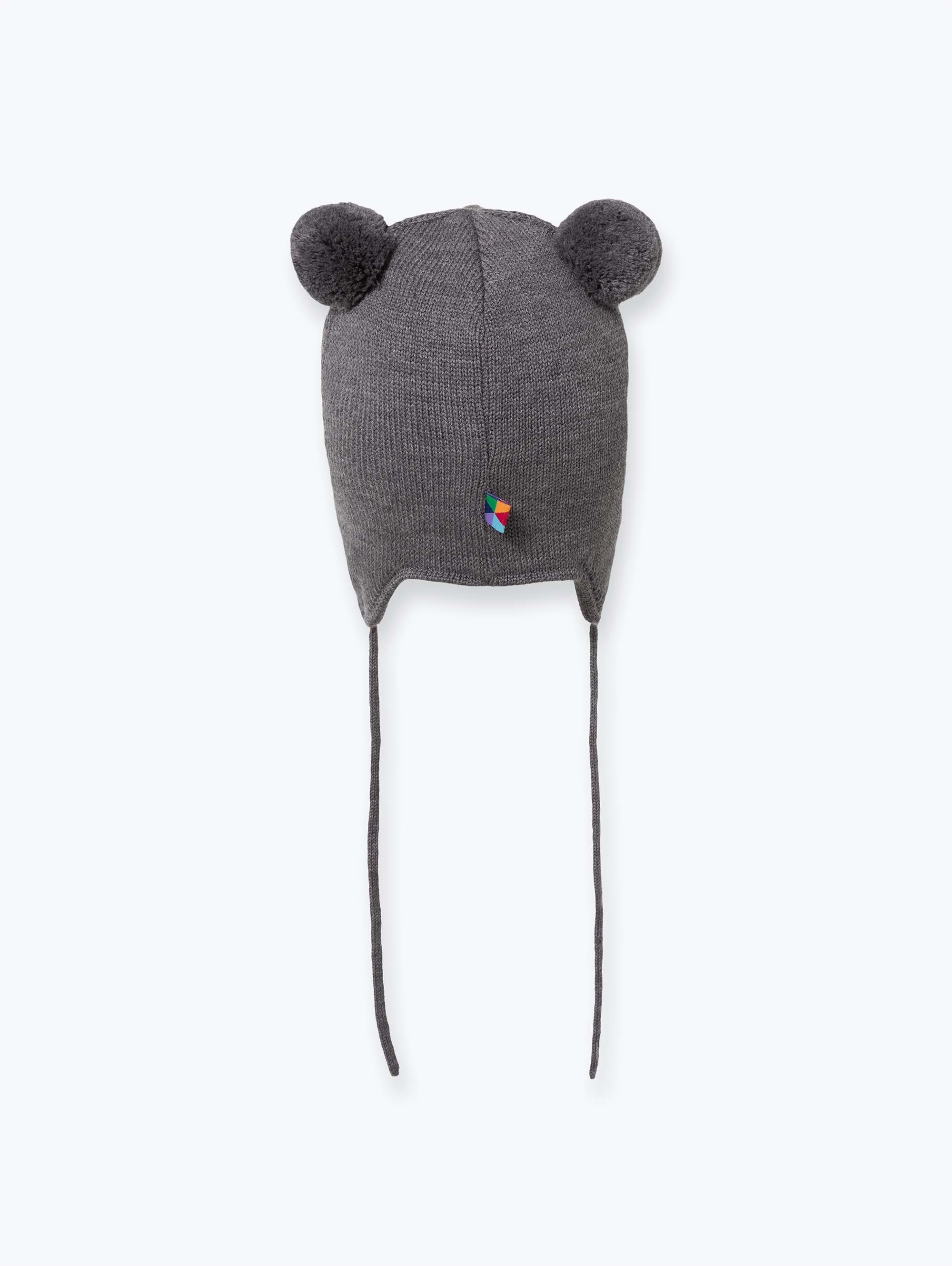 Grafitowa czapka merino z uszkami niemowlęca
