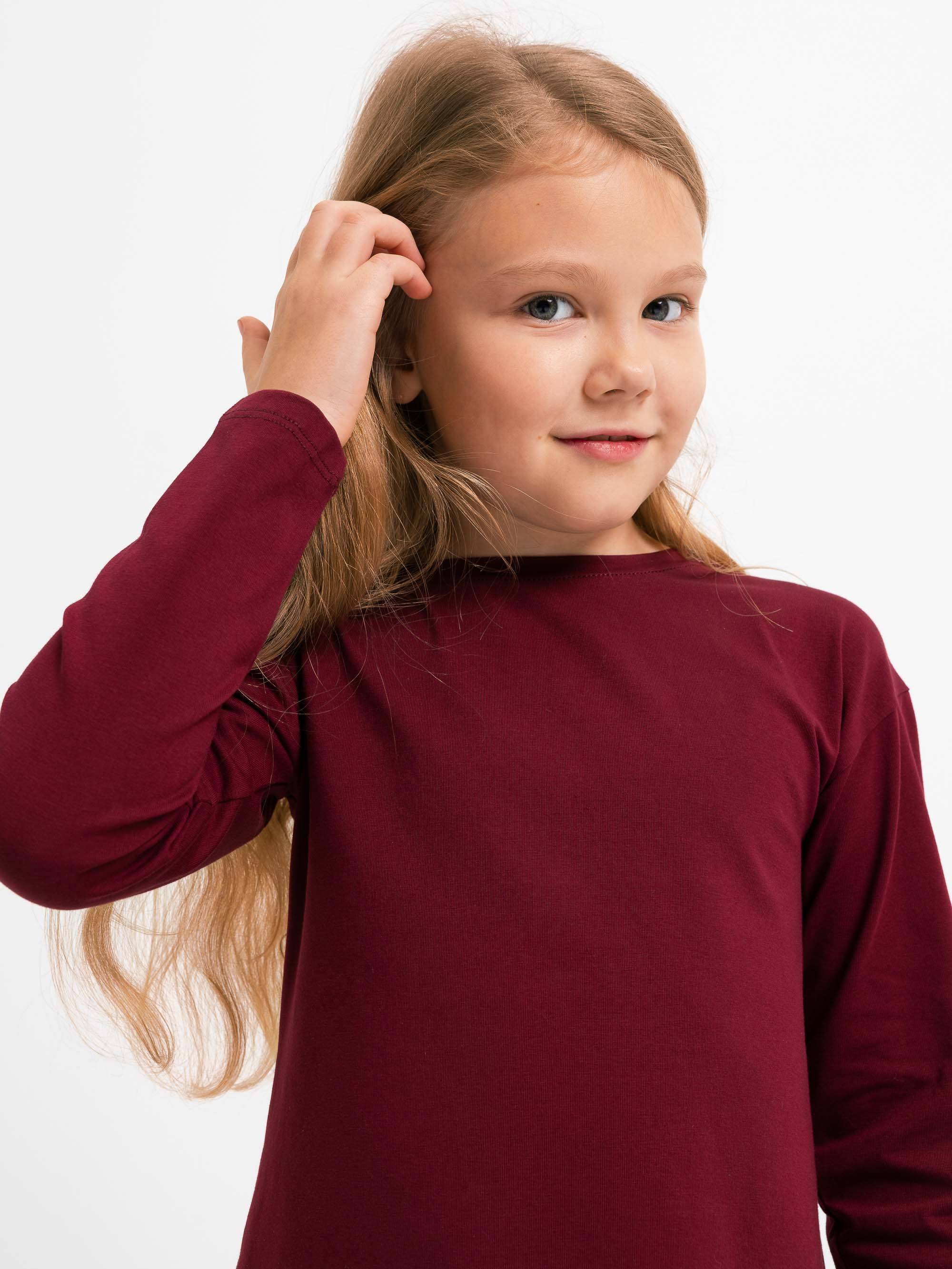 Bordowa koszulka z przedłużanym tyłem Junior