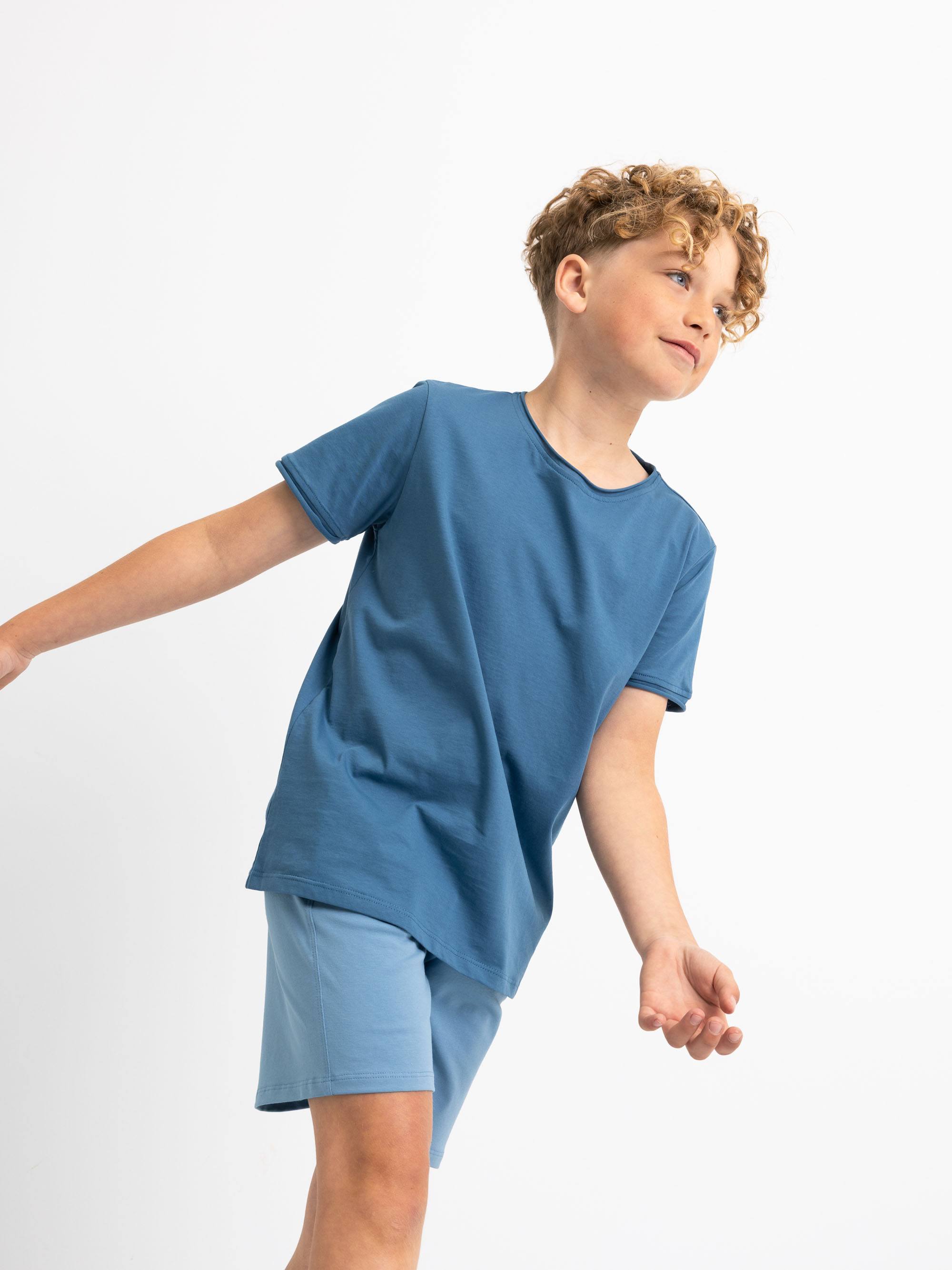 Ciemnoniebieski T-shirt z cienkiej dzianiny Junior