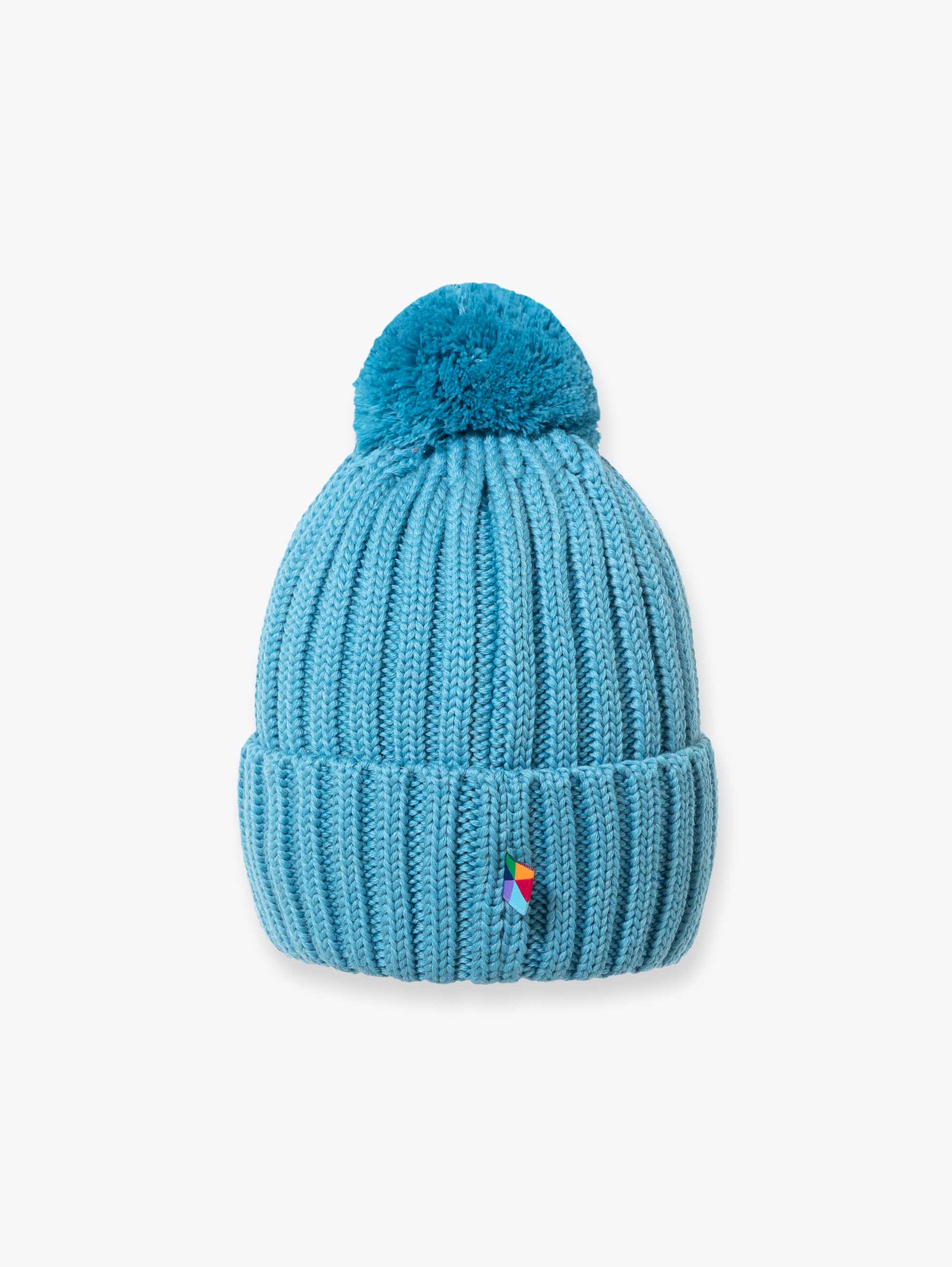 Jasnoniebieska czapka merino z pomponem