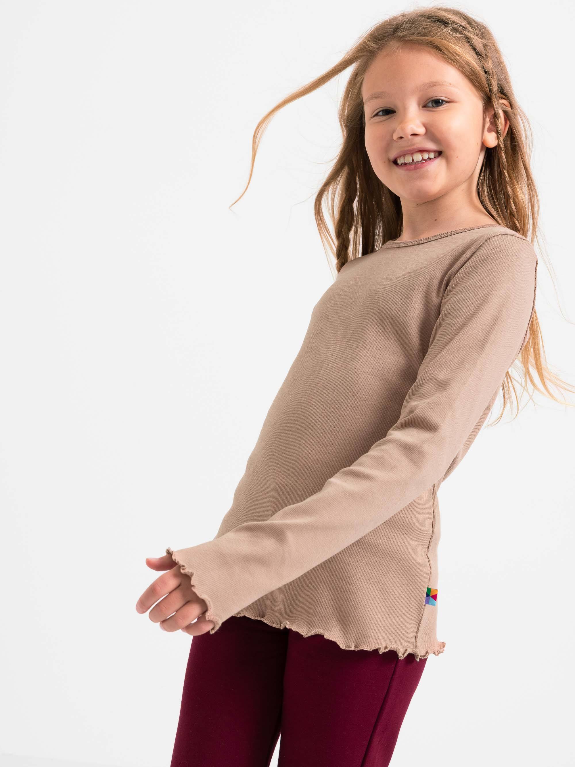 Mocha mousse koszulka prążkowana z długim rękawem Junior
