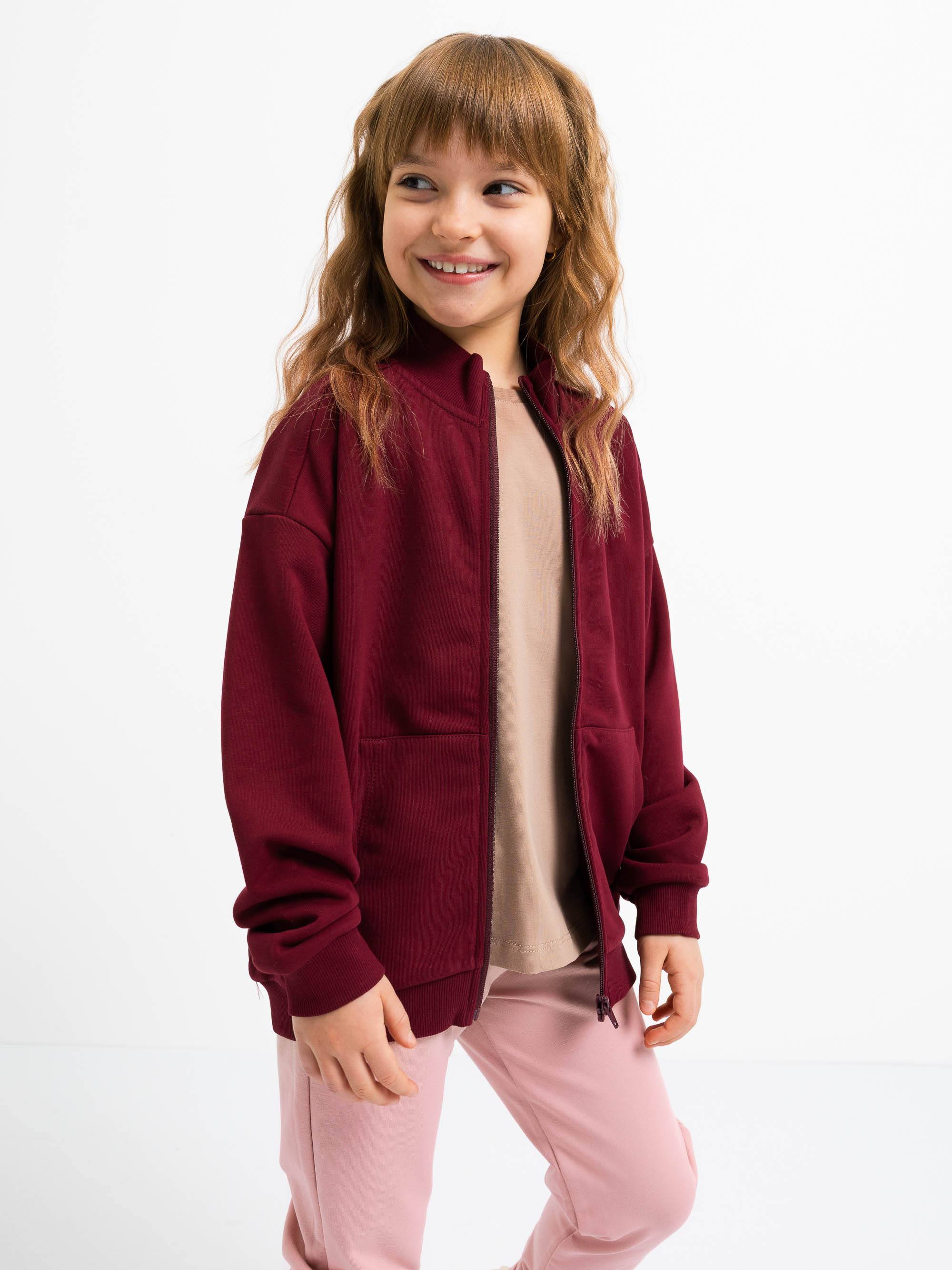 Bordowa bluza rozpinana ze stójką Junior