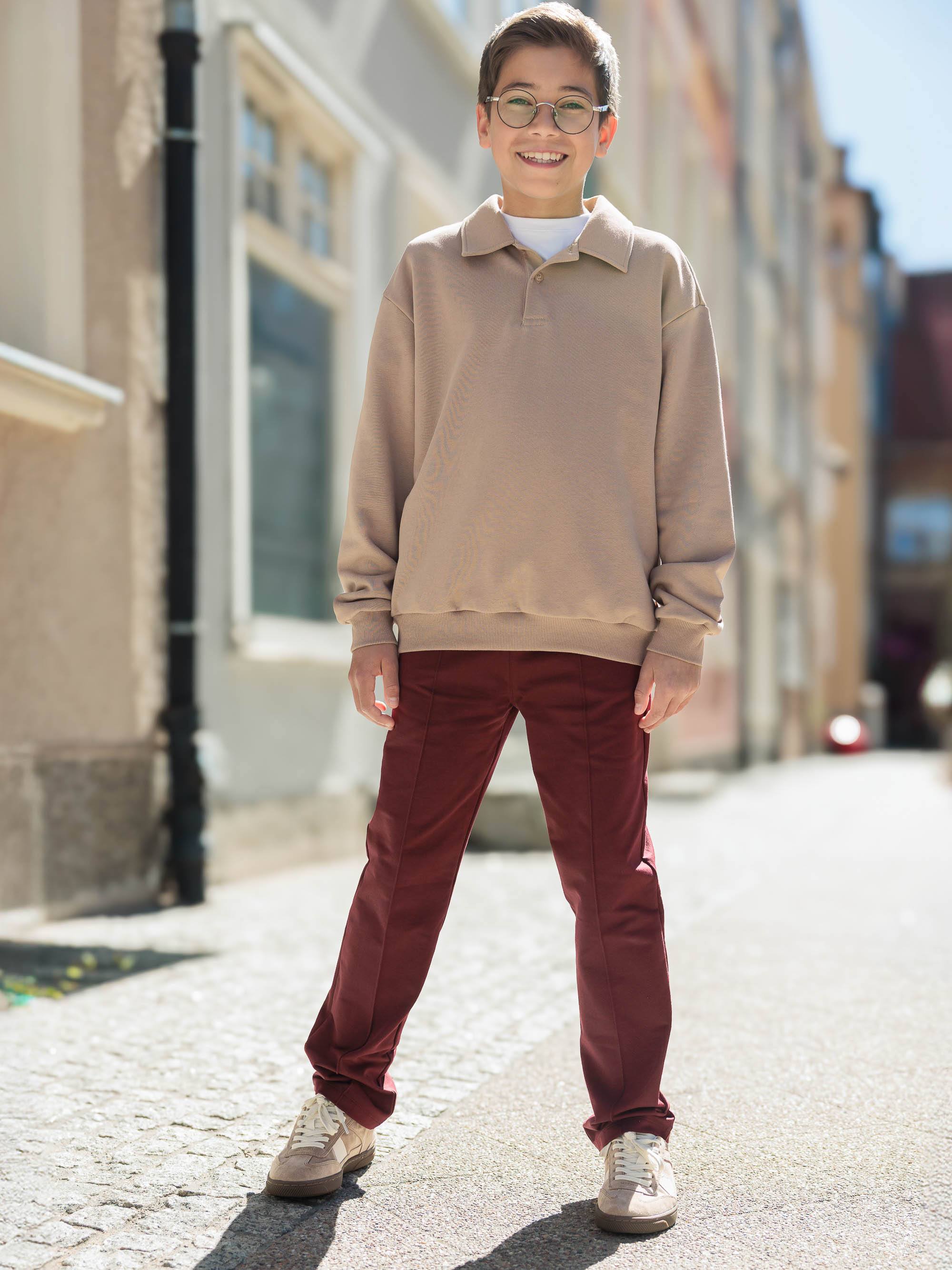 Mocha mousse bluza dresowa z kołnierzykiem Junior