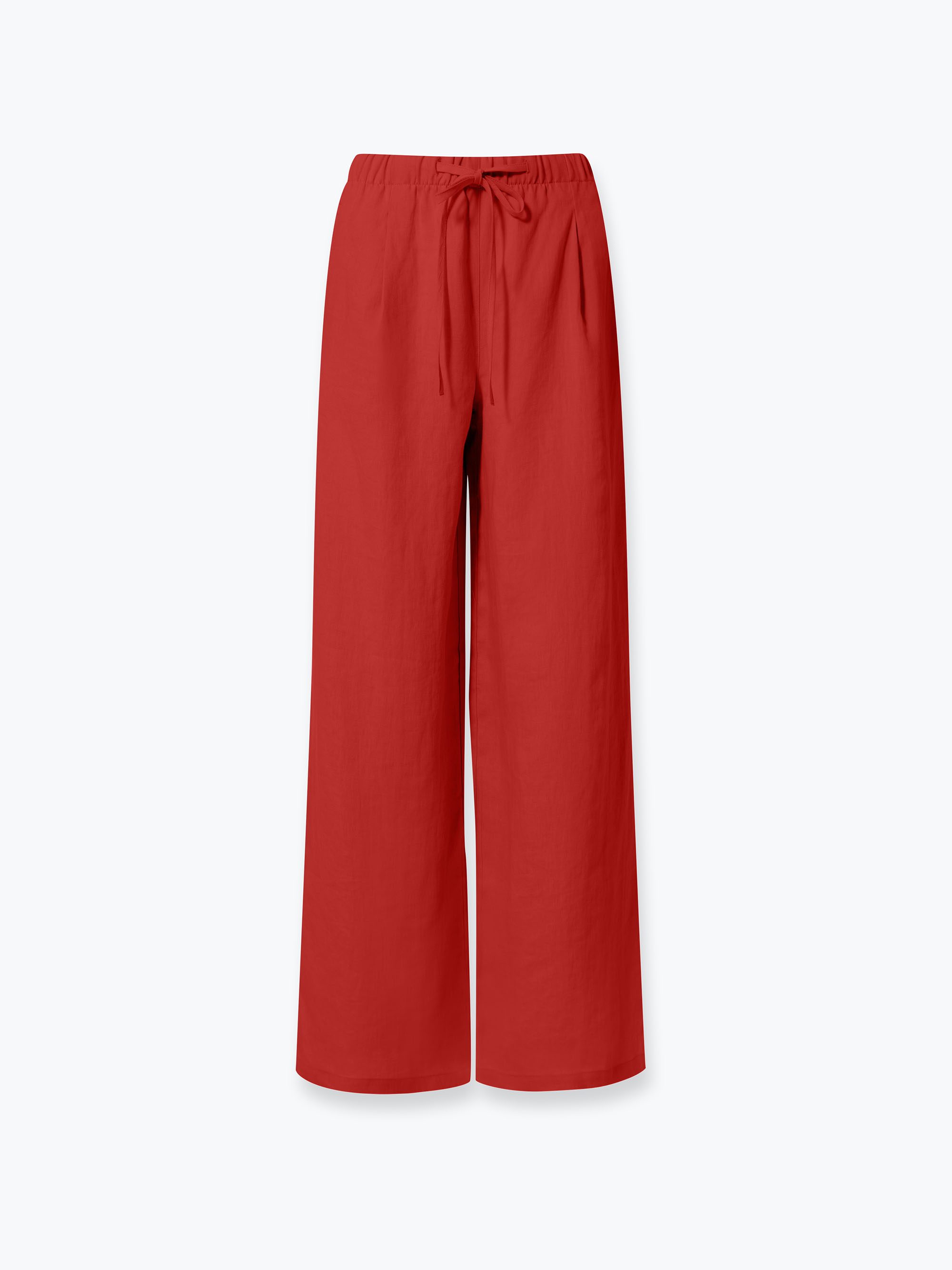 Ceglaste spodnie lniane damskie SHORT