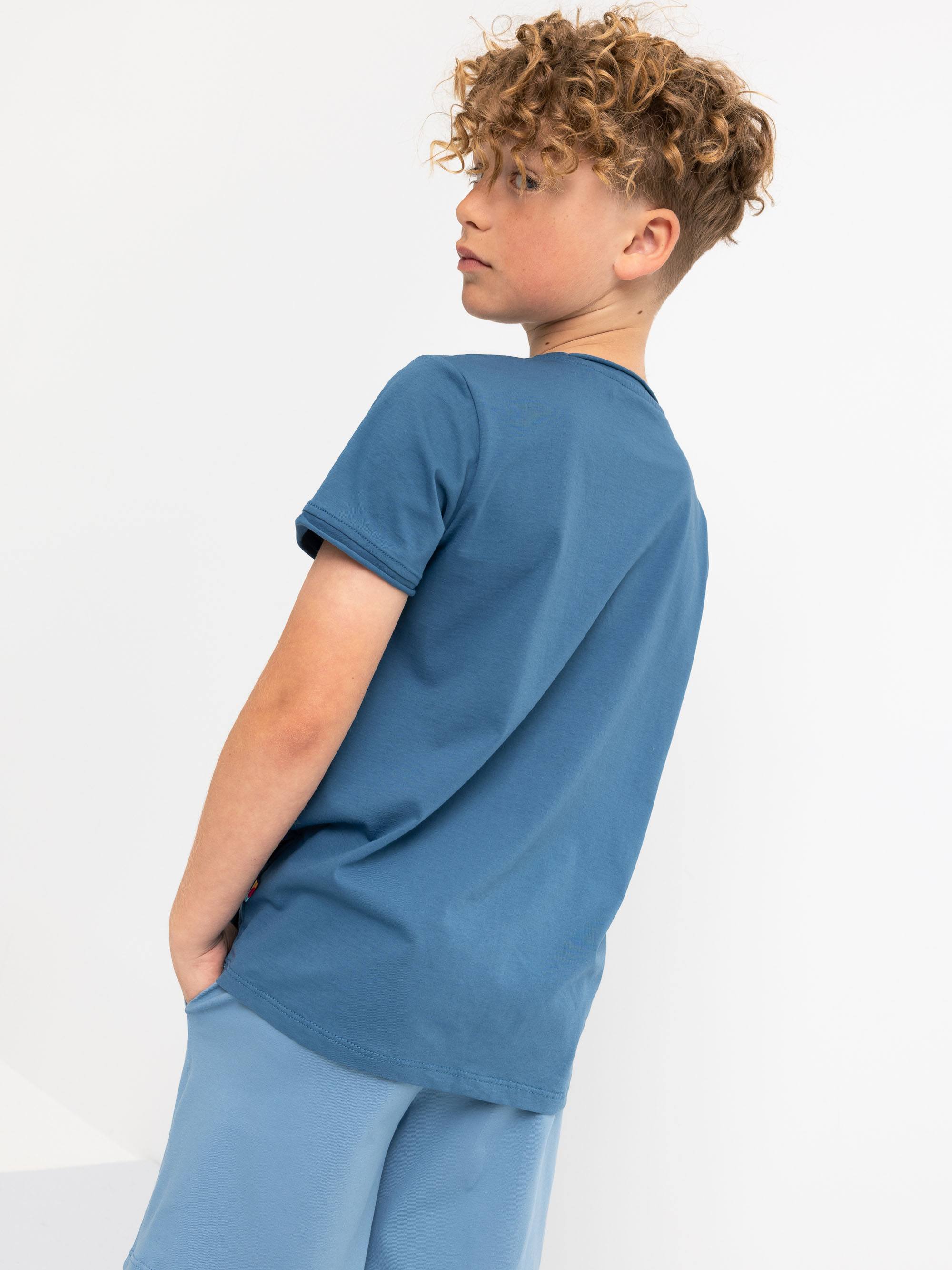 Ciemnoniebieski T-shirt z cienkiej dzianiny Junior