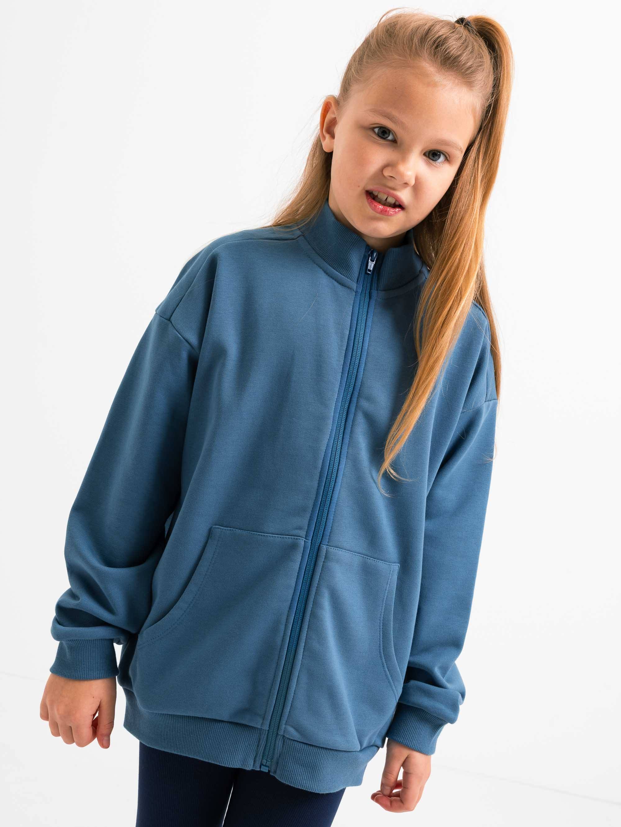 Ciemnoniebieska bluza rozpinana ze stójką Junior
