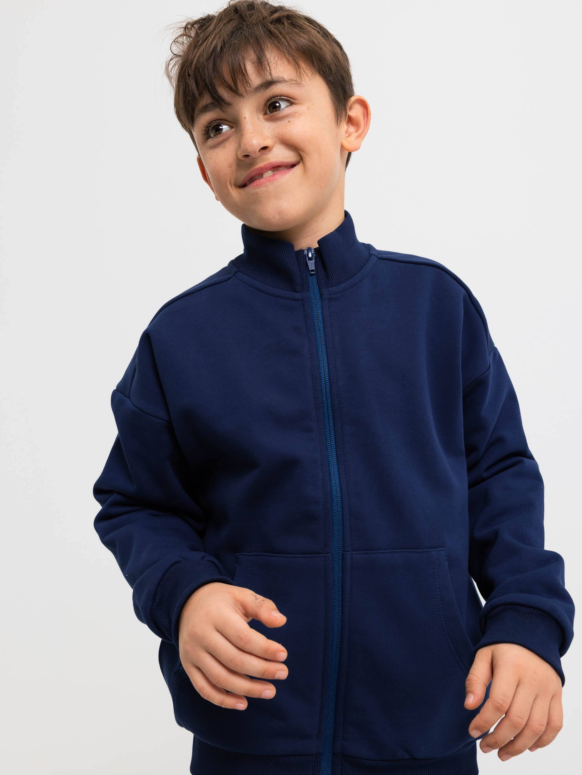 Granatowa bluza rozpinana ze stójką