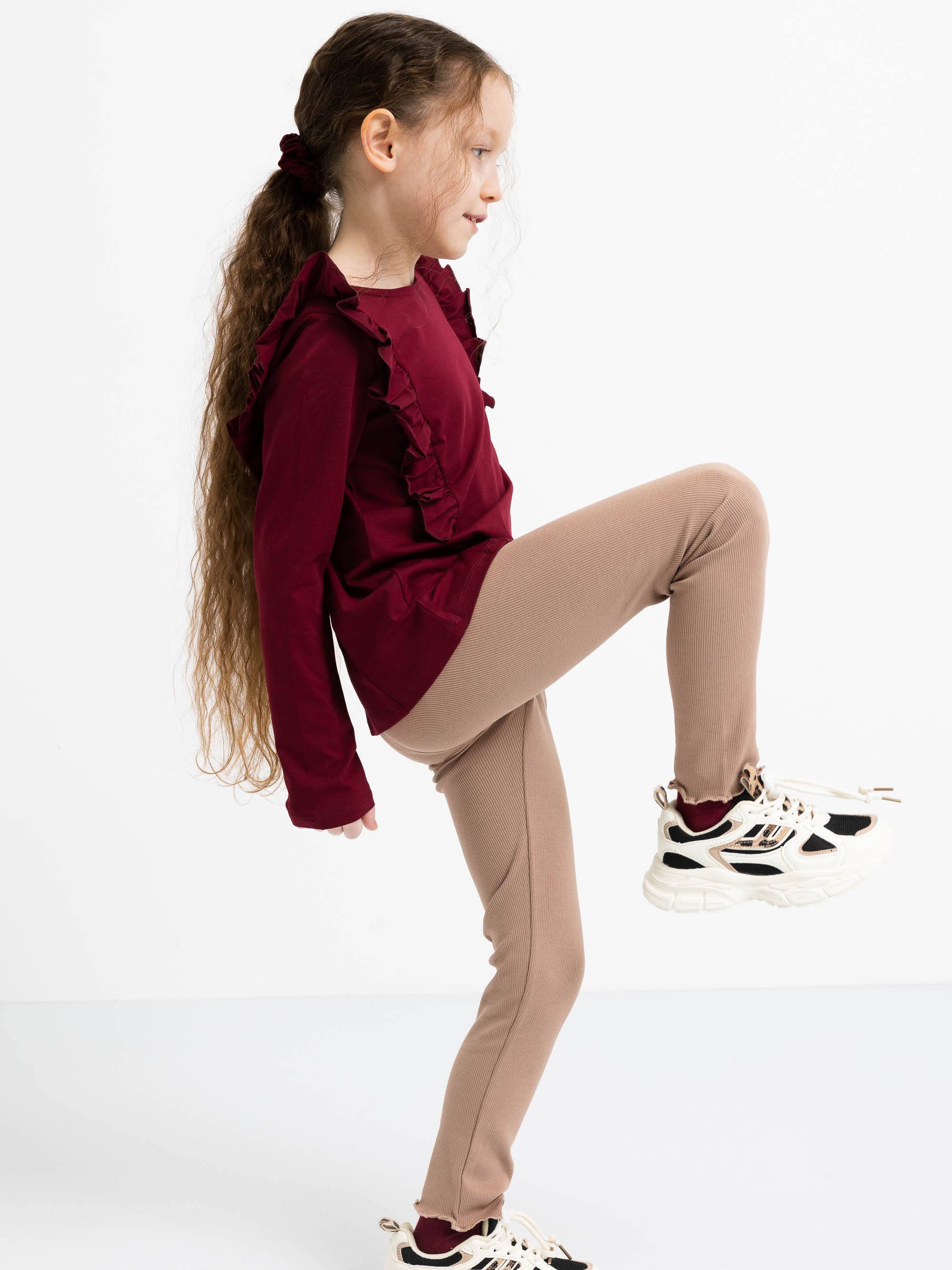 Mocha mousse legginsy prążkowane Junior