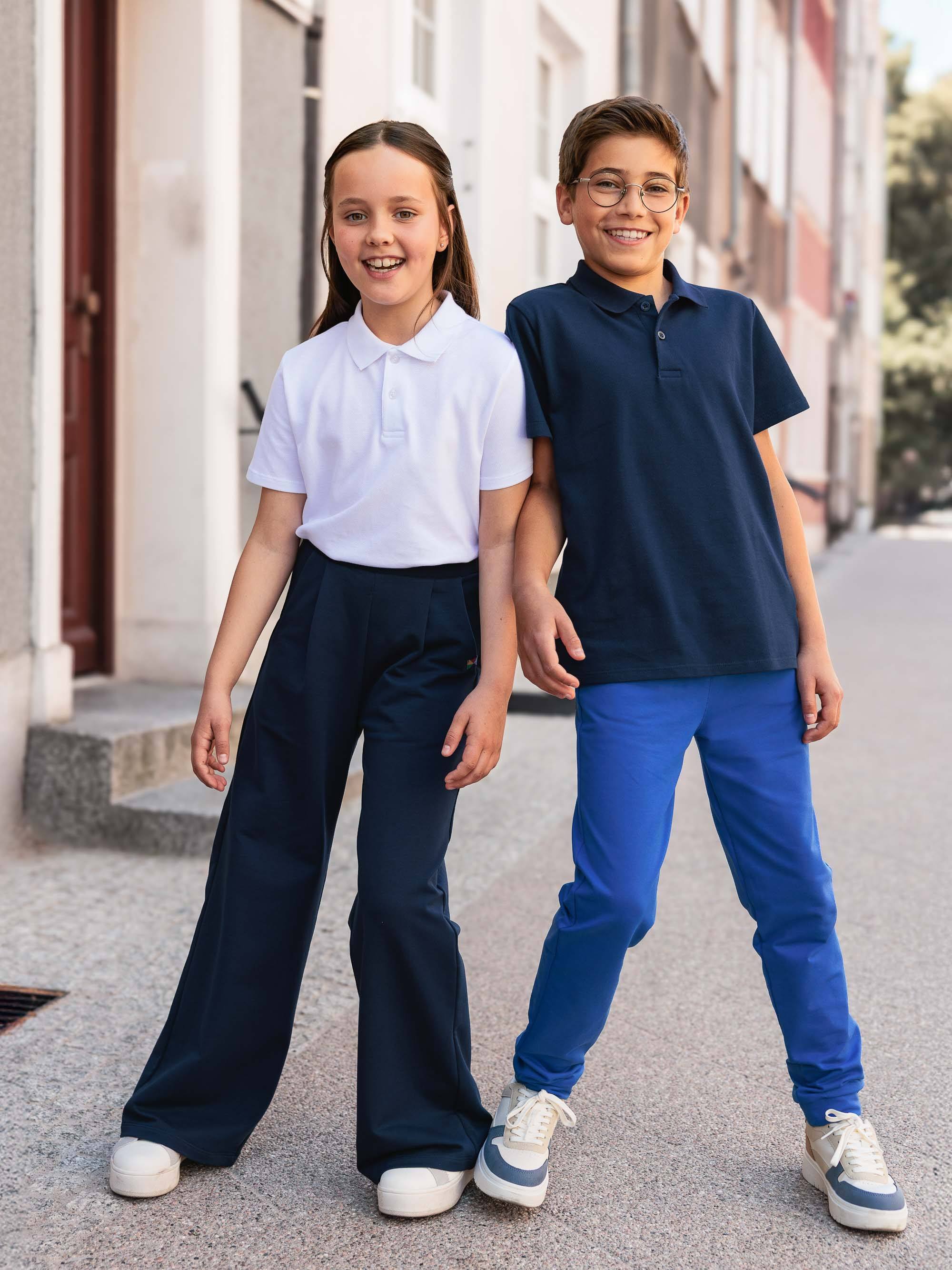 Granatowa koszulka polo typu lacosta Junior