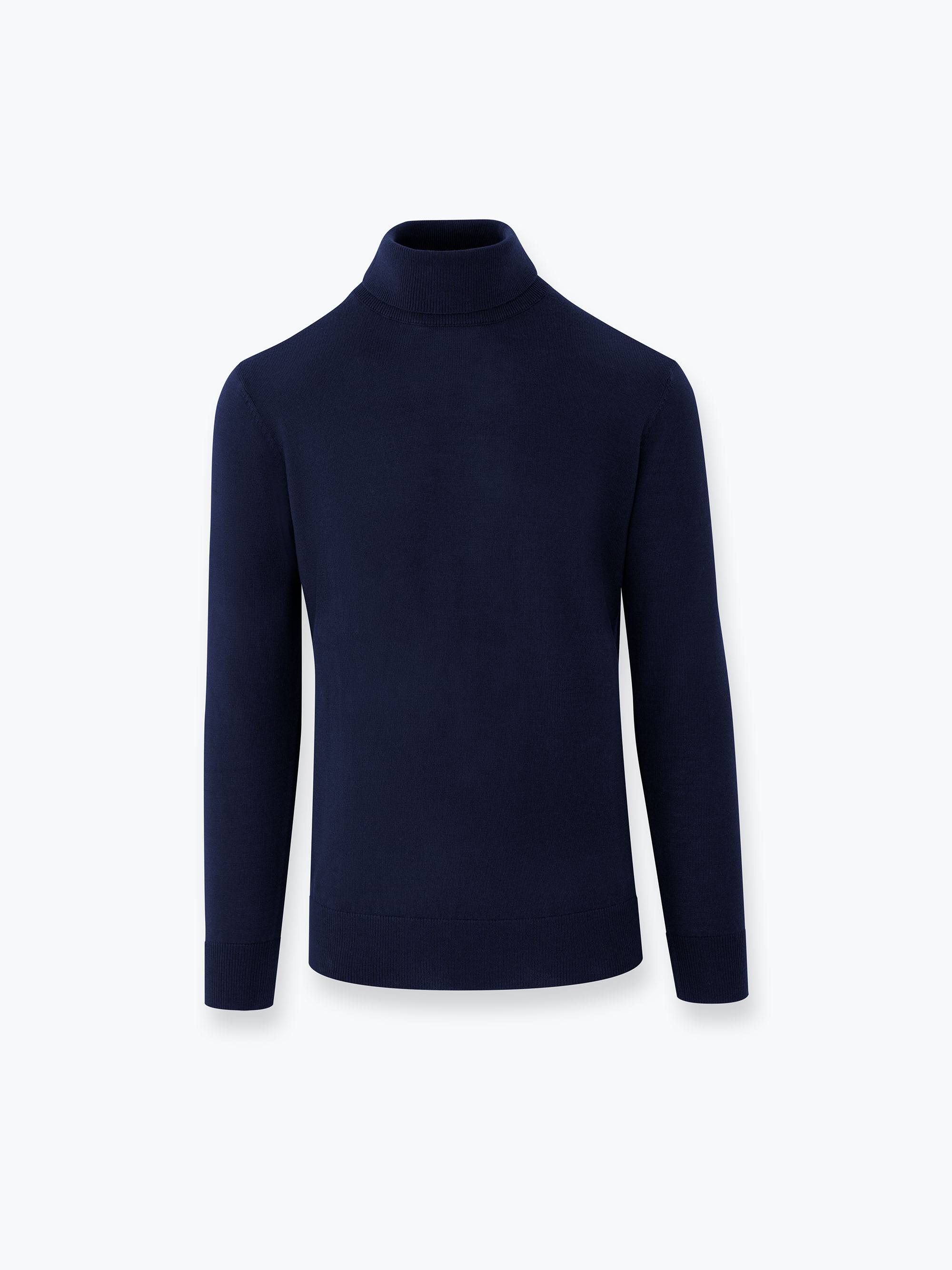 Granatowy golf z wełny merino męski