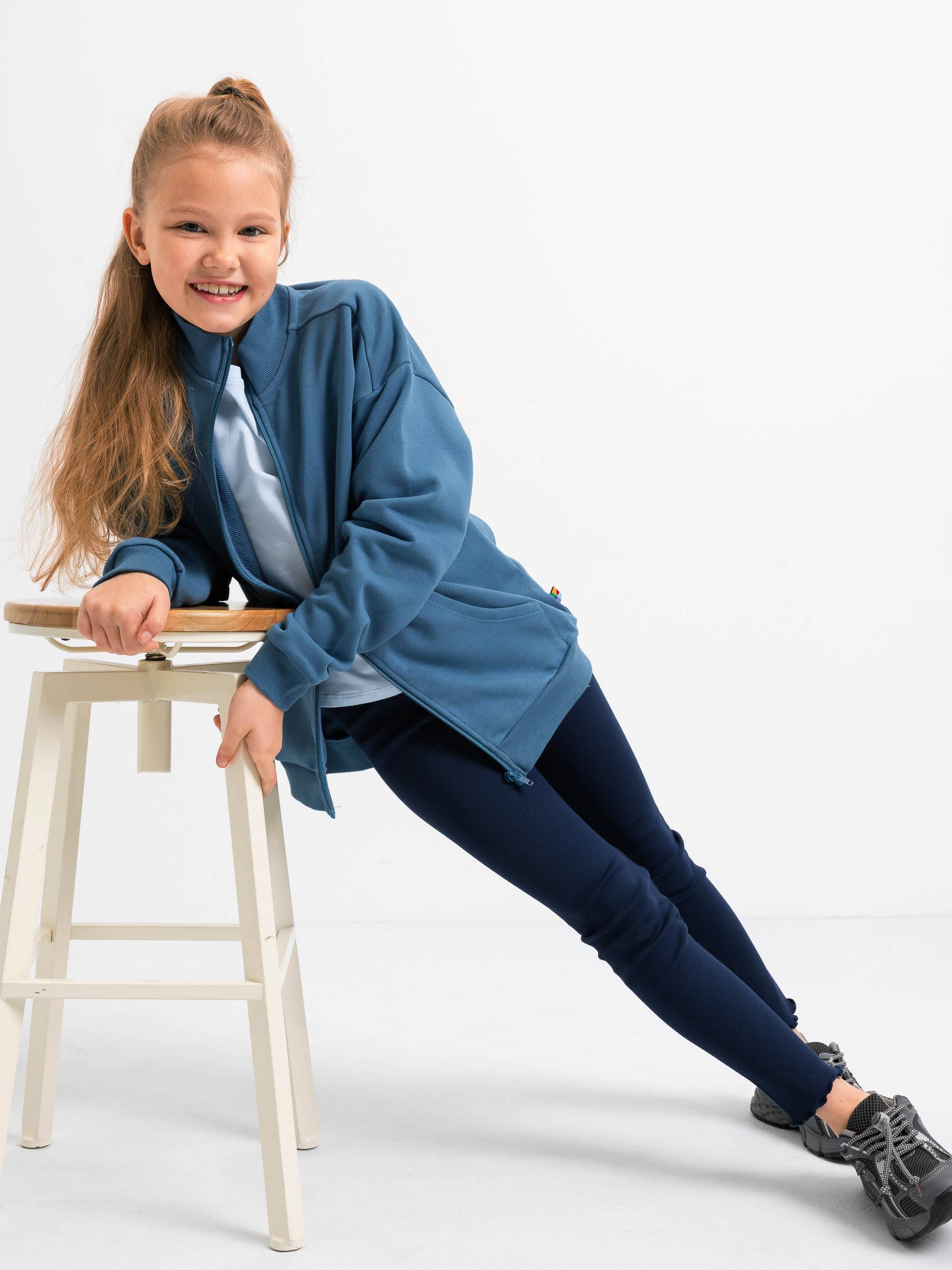 Granatowe legginsy prążkowane Junior