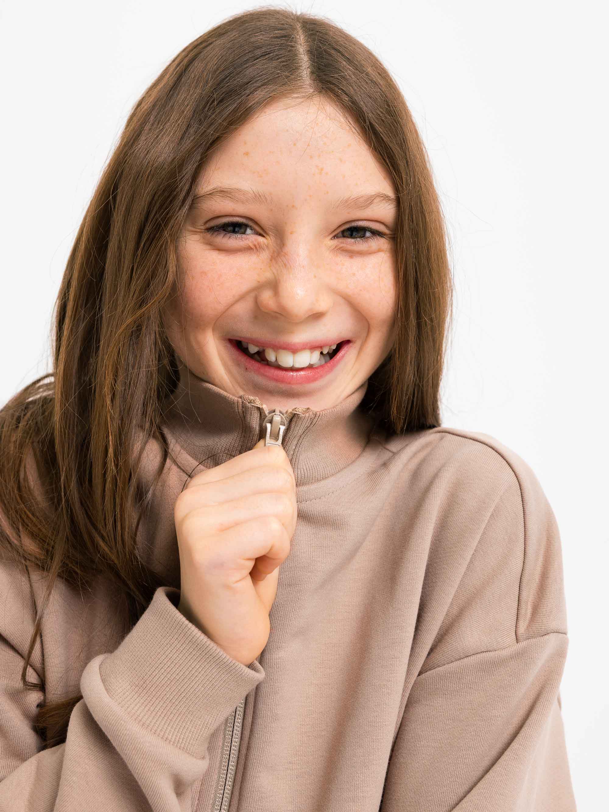 Mocha mousse bluza rozpinana ze stójką Junior