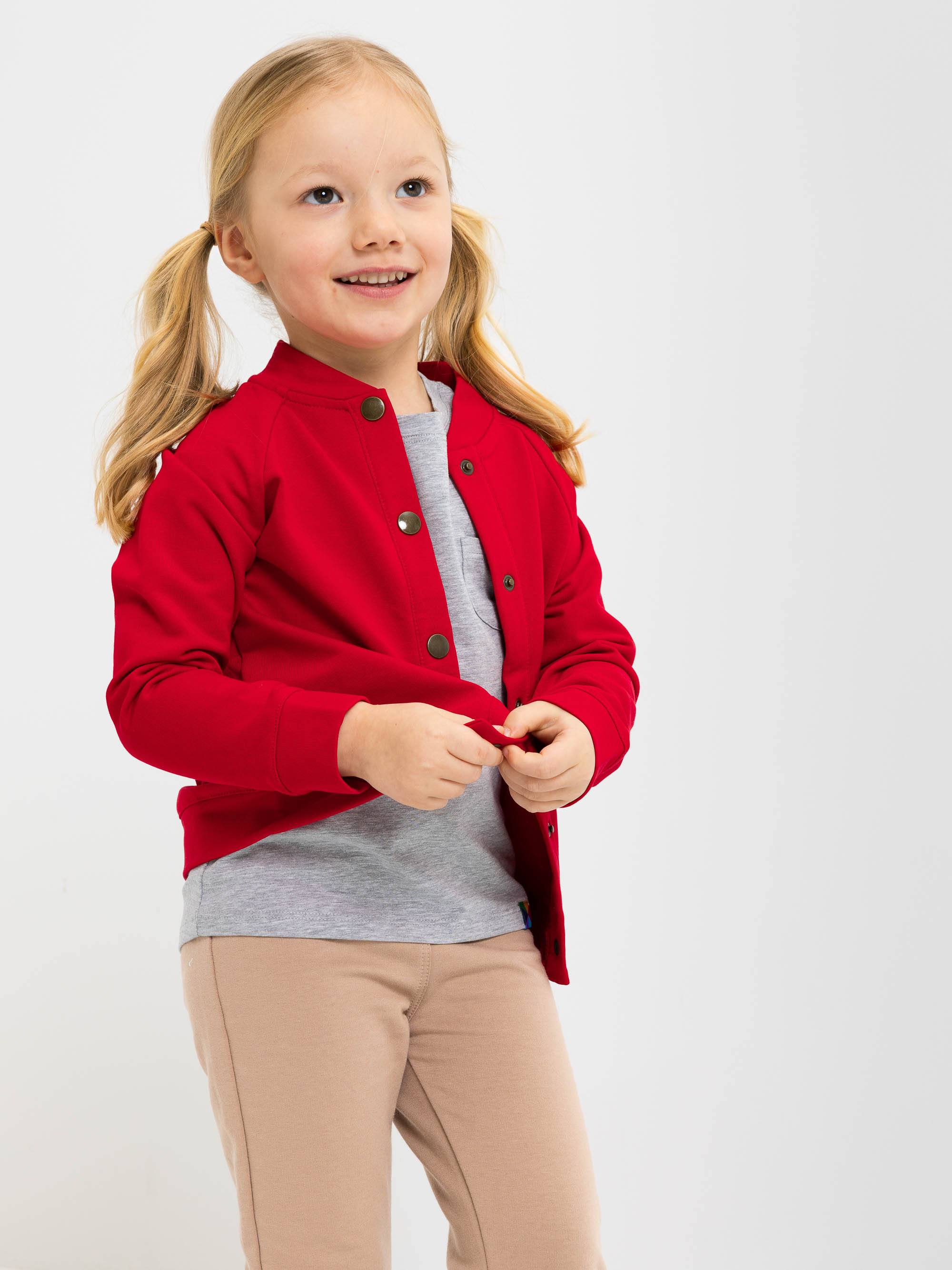 Czerwona bluza bomber z kieszeniami