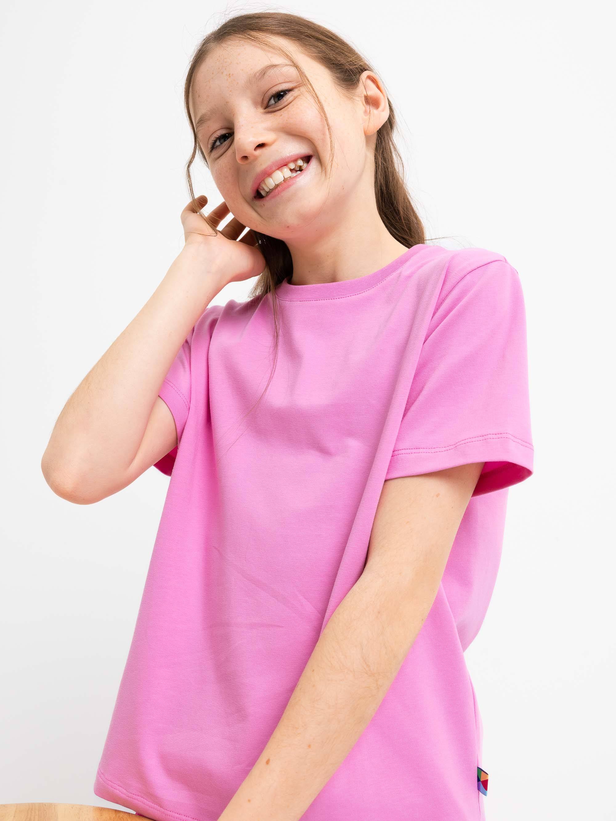 Pasteloworóżowy T-shirt ze ściągaczem Junior
