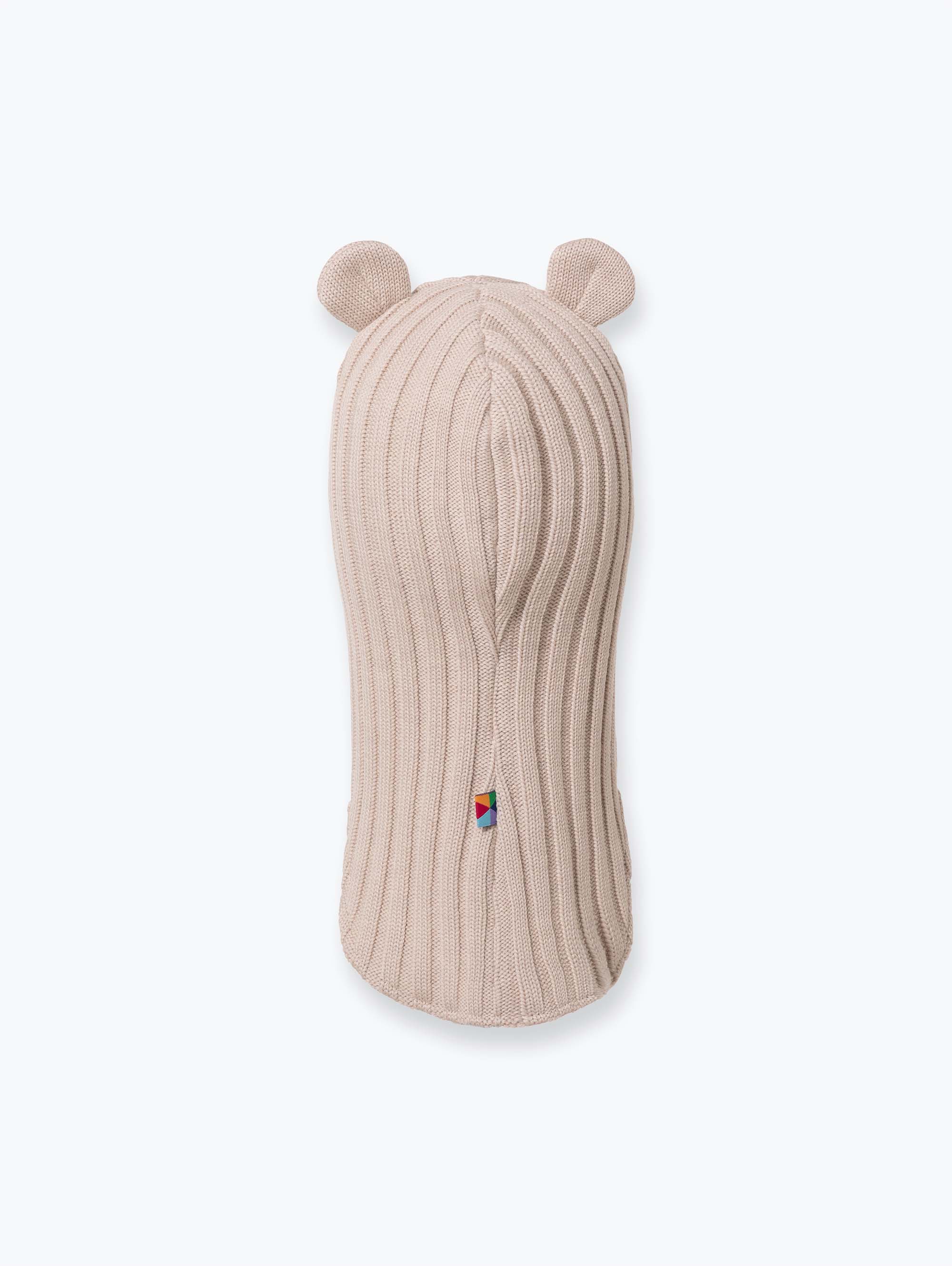 Jasnobeżowa kominiarka merino z uszkami