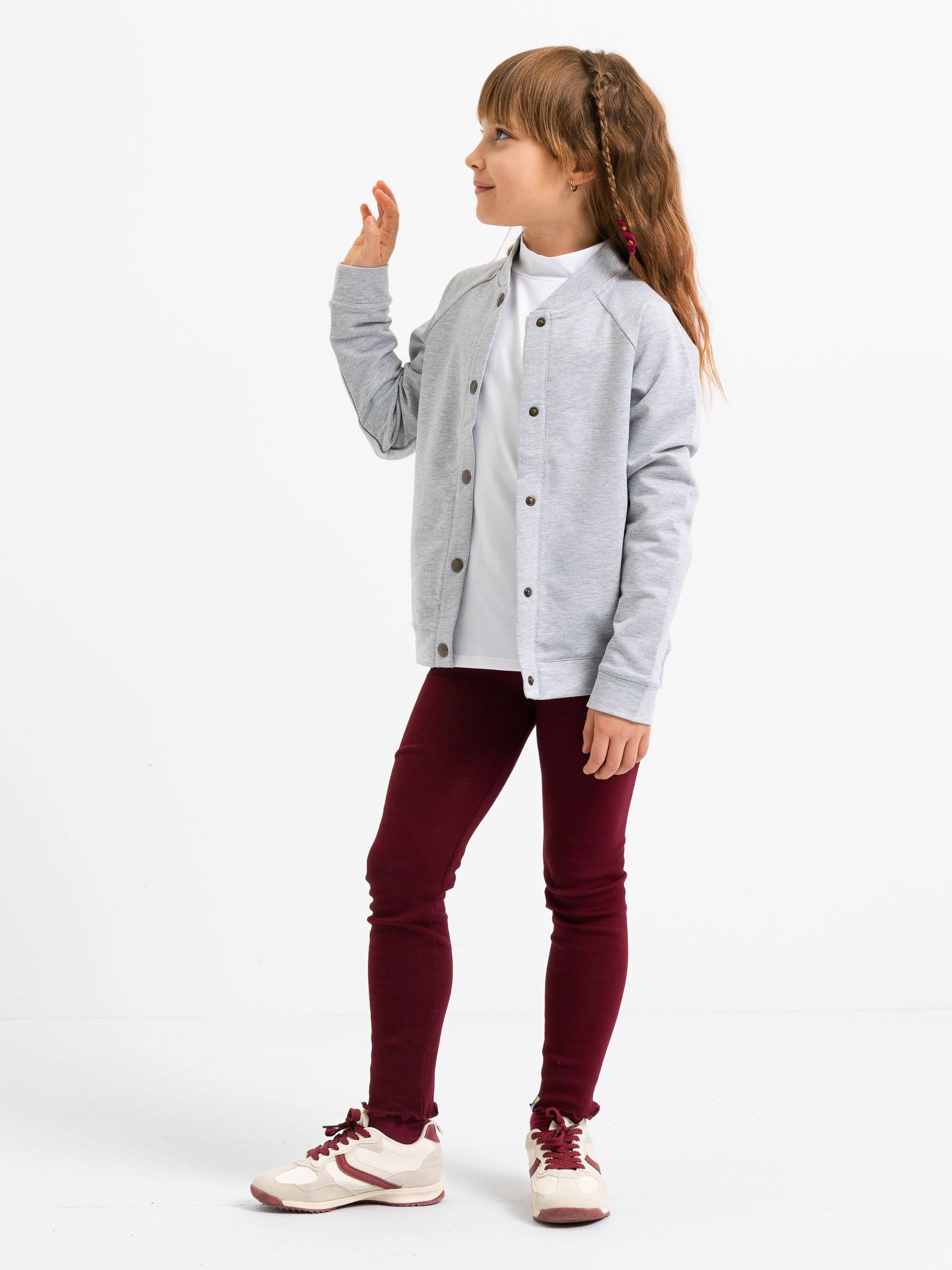 Bordowe legginsy prążkowane Junior