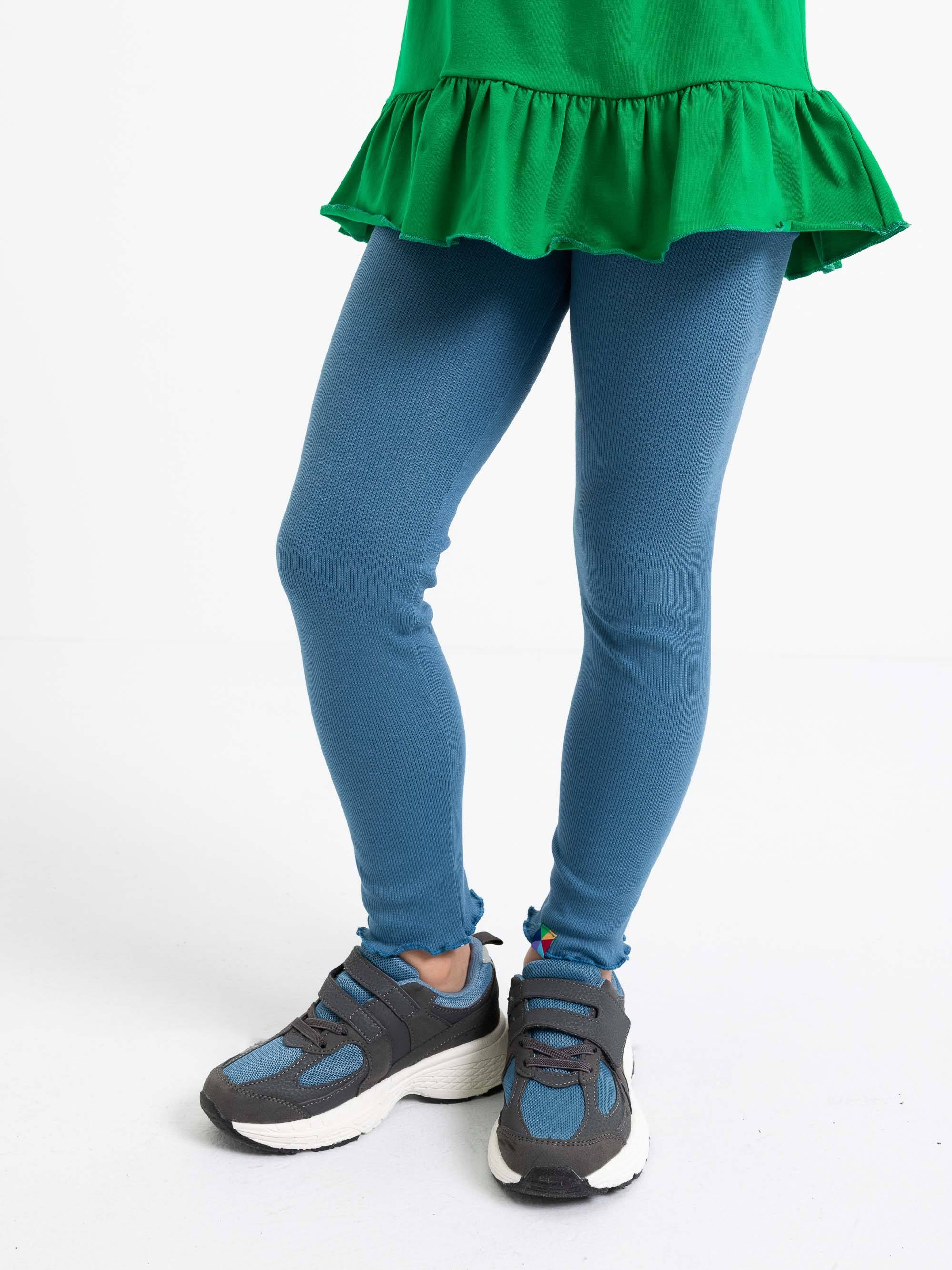 Ciemnoniebieskie legginsy prążkowane Junior