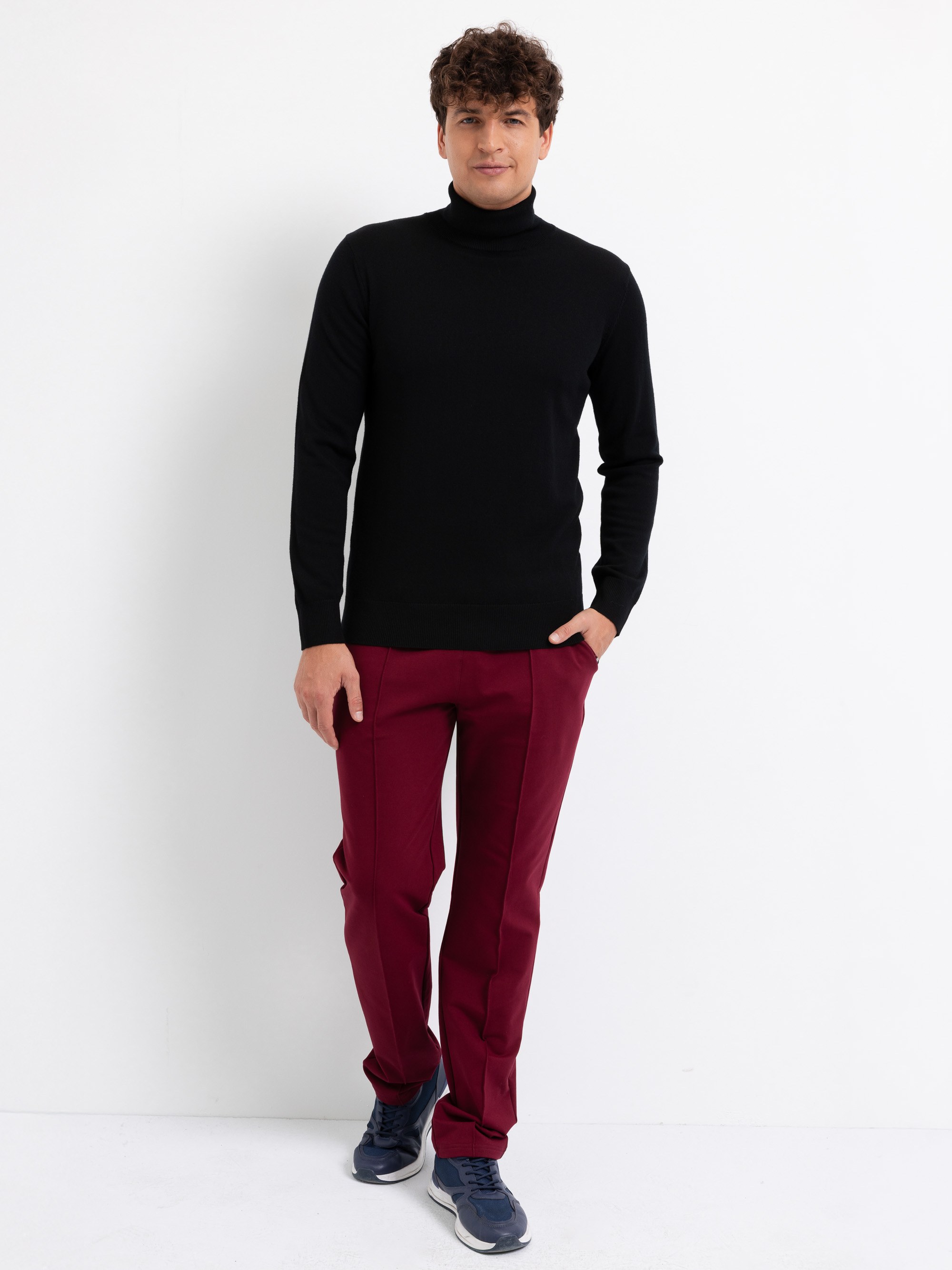 Czarny golf z wełny merino męski