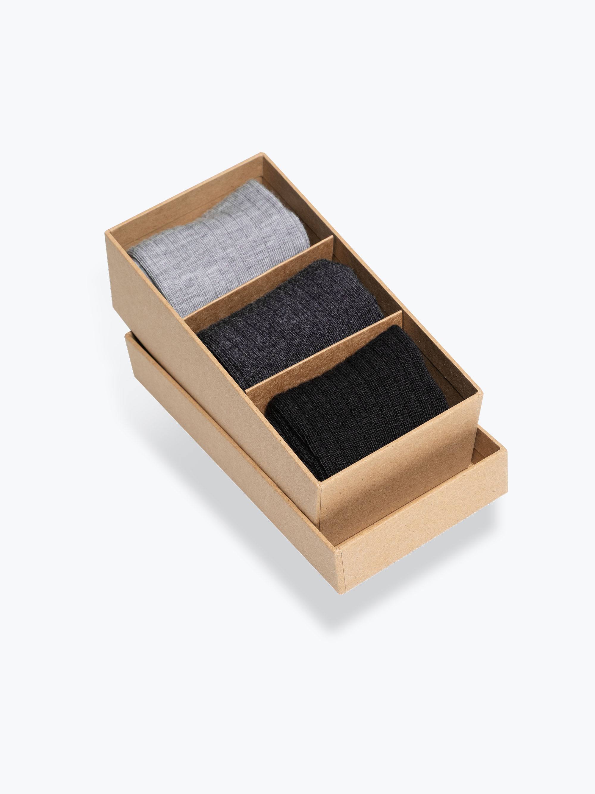 Szary zestaw skarpet z wełny merino 3-pack