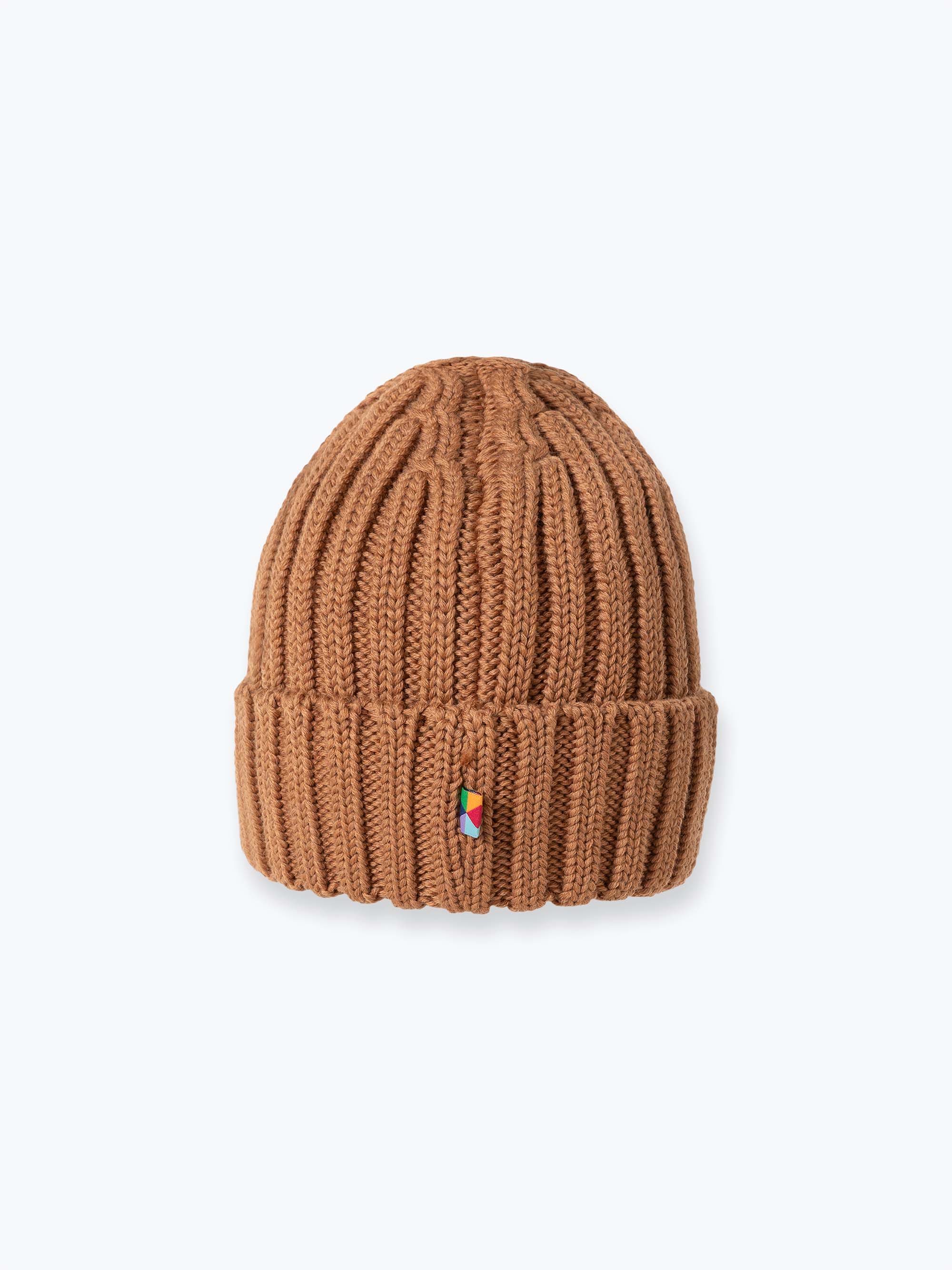 Karmelowa czapka merino o grubym splocie