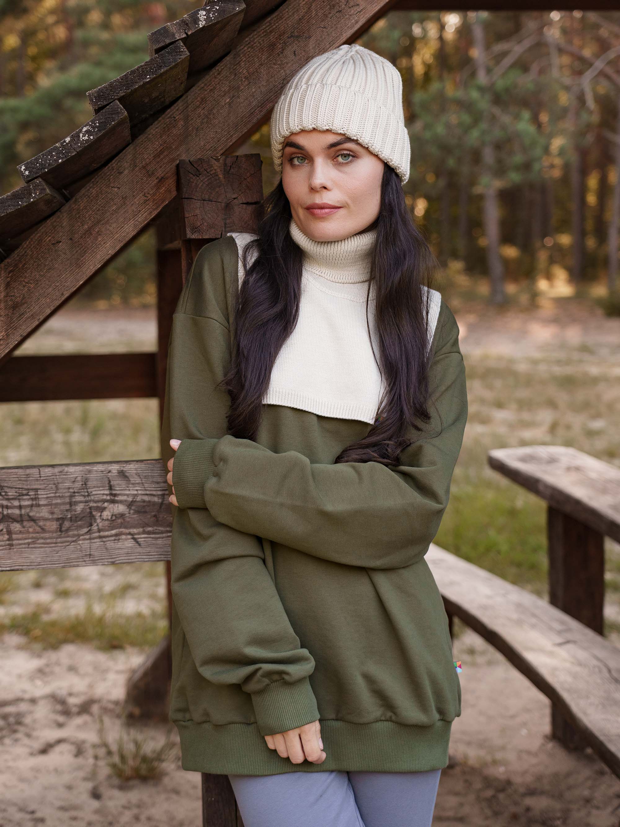 Jasnobeżowy golf merino bez podszewki