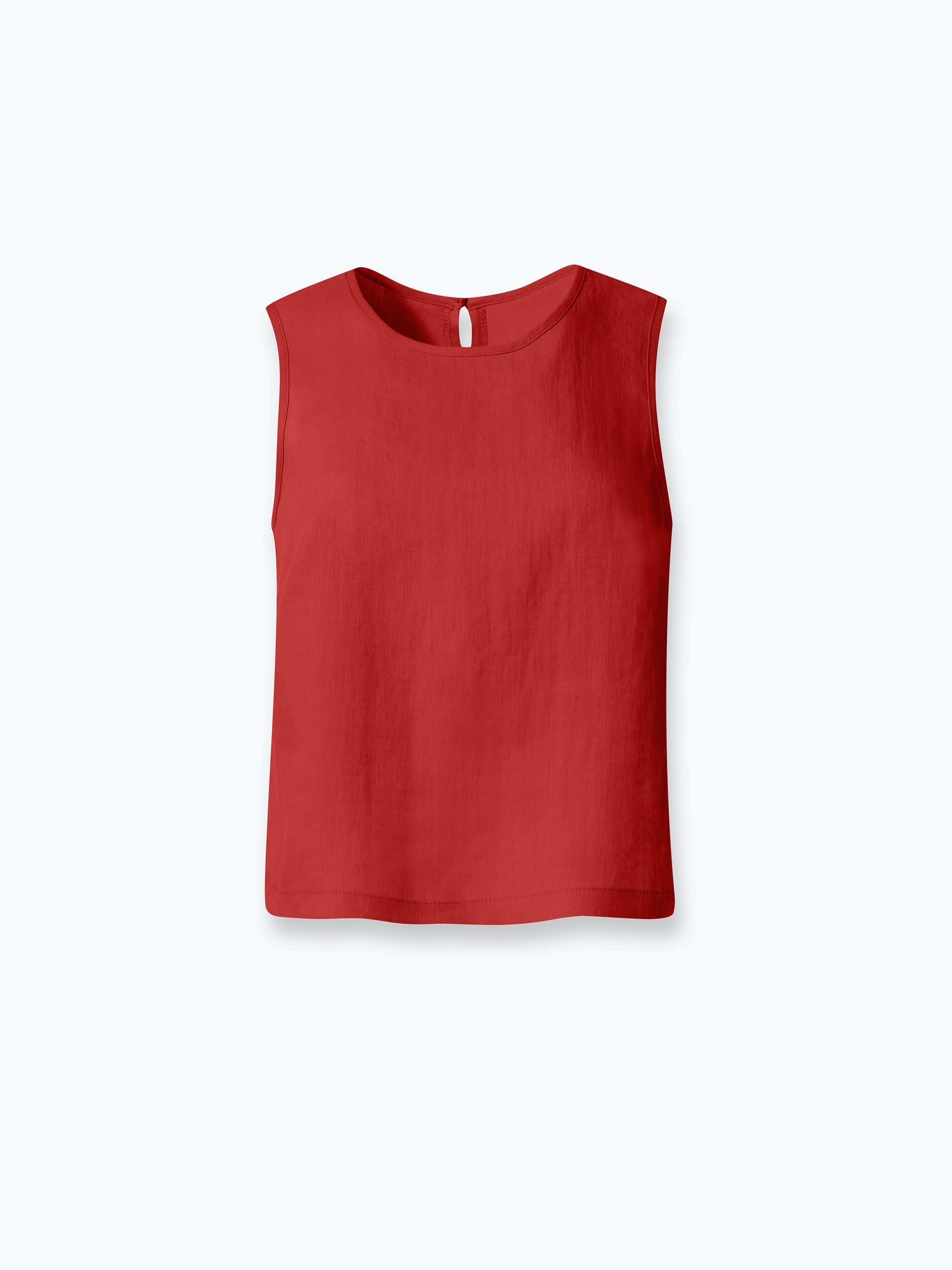 Ceglasty top lniany bez rękawów damski