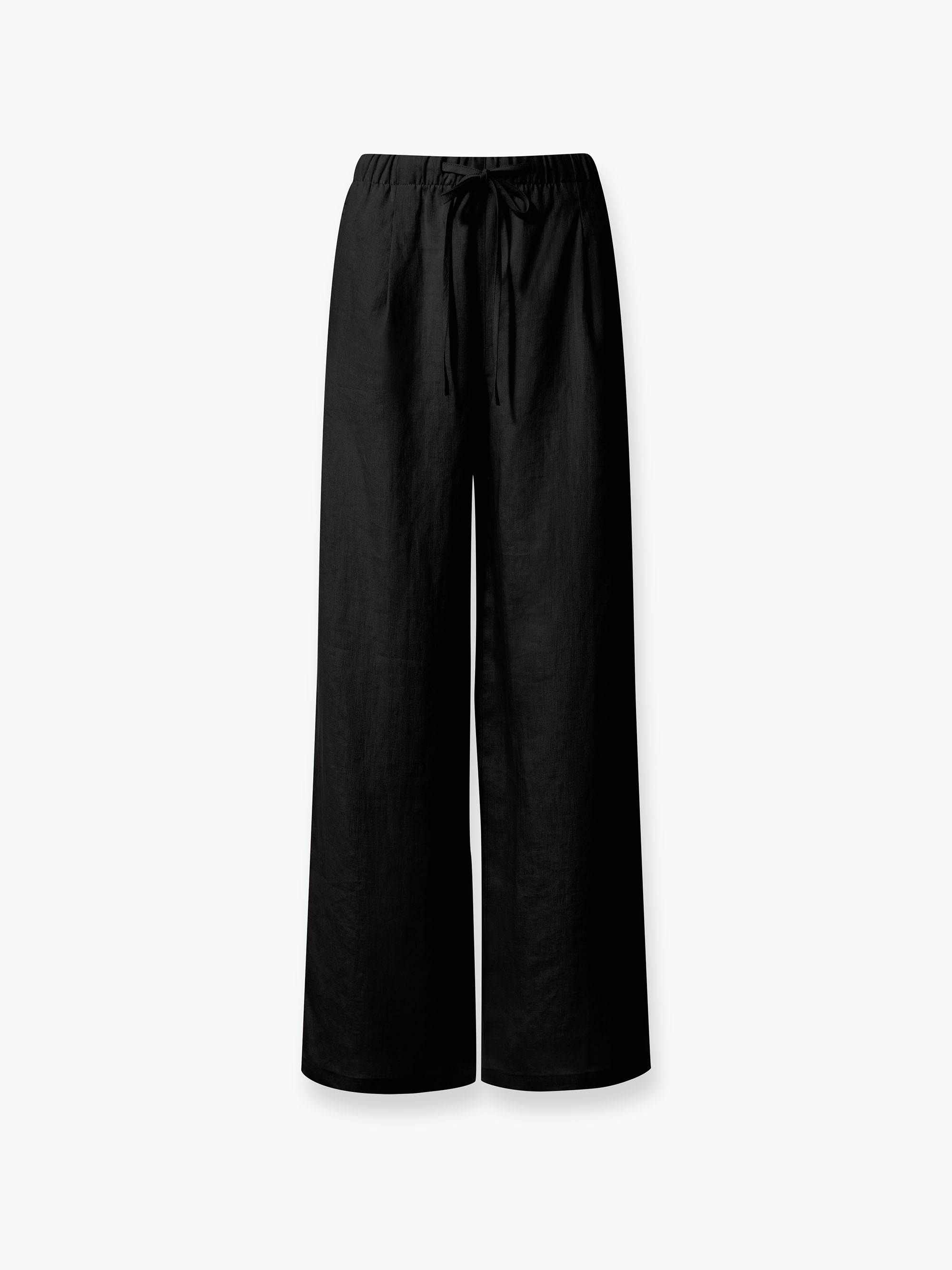 Czarne spodnie lniane damskie SHORT