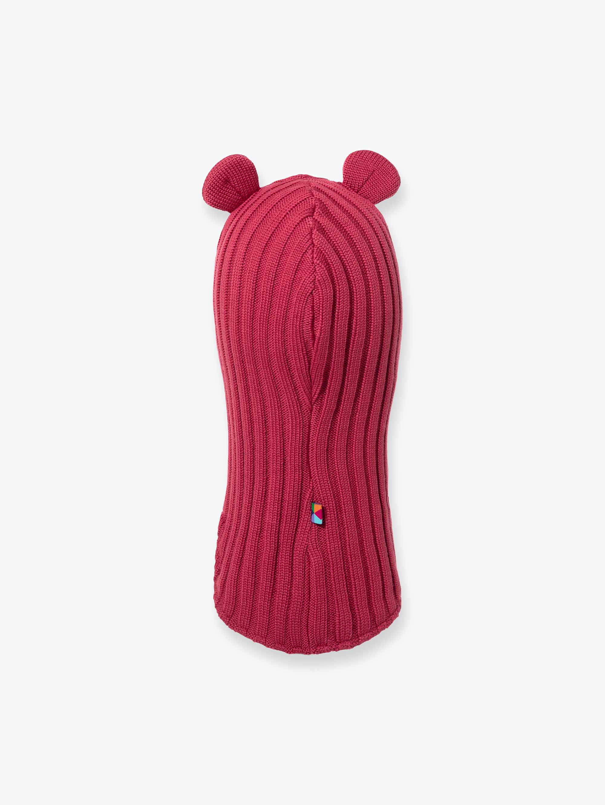 Malinowa kominiarka merino z uszkami